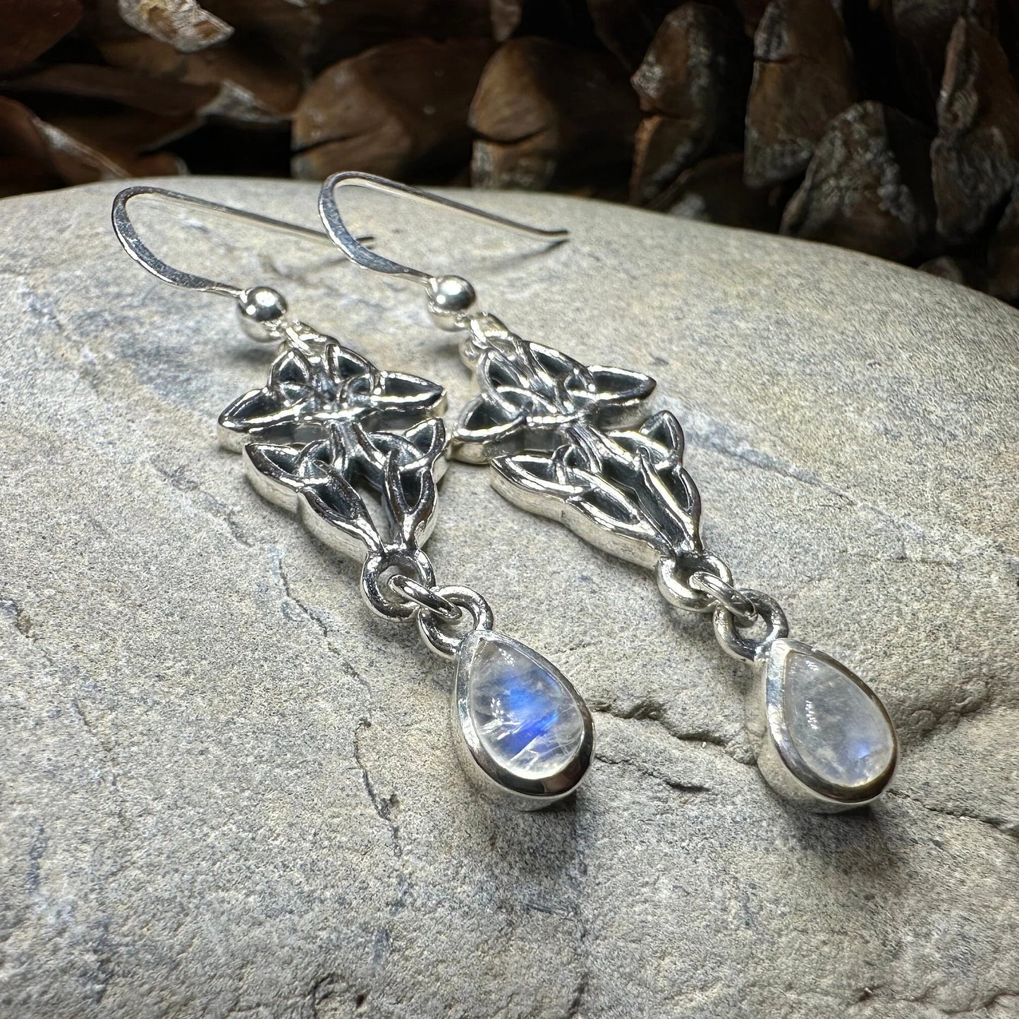 Artisan Long Trinity Knot Earrings in Sterling Silver — view 12