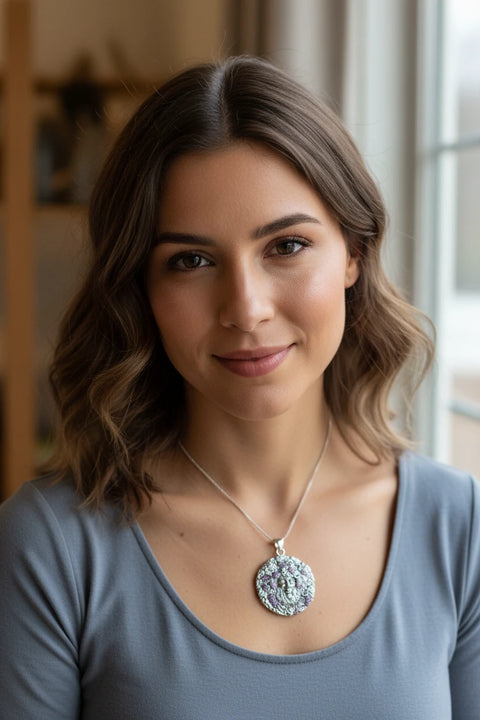 Load image into Gallery viewer, Wine God Bacchus Necklace in Sterling Silver