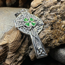 Load image into Gallery viewer, Celtic Cross Necklace, Celtic Jewelry, Irish Jewelry, Shamrock Cross Necklace, Irish Cross, Clover Jewelry, Ireland Jewelry, Confirmation