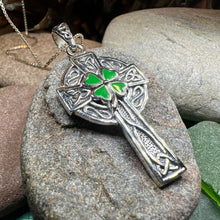 Load image into Gallery viewer, Celtic Cross Necklace, Celtic Jewelry, Irish Jewelry, Shamrock Cross Necklace, Irish Cross, Clover Jewelry, Ireland Jewelry, Confirmation
