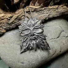 Load image into Gallery viewer, Green Man Necklace, Celtic Jewelry, Large Pagan Pendant, Irish Jewelry, Nature Jewelry, Wiccan Jewelry, Nature Lover Gift, God of the Forest