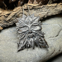 Load image into Gallery viewer, Green Man Necklace, Celtic Jewelry, Large Pagan Pendant, Irish Jewelry, Nature Jewelry, Wiccan Jewelry, Nature Lover Gift, God of the Forest