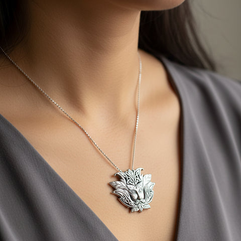Load image into Gallery viewer, Celtic Green Man Necklace in Sterling Silver