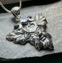 Load image into Gallery viewer, Green Man Necklace, Celtic Jewelry, Large Pagan Pendant, Irish Jewelry, Nature Jewelry, Wiccan Jewelry, Nature Lover Gift, God of the Forest