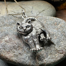 Load image into Gallery viewer, Cat Necklace, Cat Lover Gift, Nature Necklace, Cat Mom, Moveable Cat, Silver Cat Pendant, Best Friend Gift, Gift for Her, Animal Jewelry