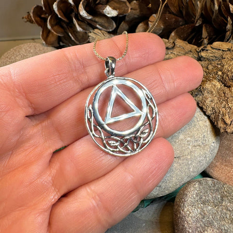 Load image into Gallery viewer, Celtic Sobriety Necklace, Recovery Pendant, AA Jewelry, Alcoholics Anonymous Pendant, 12 Step Gift, Sobriety Anniversary, Soberversary