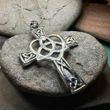Load image into Gallery viewer, Celtic Cross Necklace, Irish Jewelry, Celtic Heart Pendant, Trinity Knot Pendant, Scotland Jewelry, First Communion Gift, Confirmation Gift