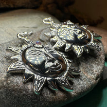 Load image into Gallery viewer, Sun Earrings, Celtic Jewelry, Moonstone Dangle Earrings, Celestial Jewelry, Wiccan Jewelry, Mom Gift, Sun Jewelry, Pagan Jewelry, Beach