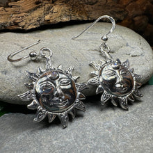 Load image into Gallery viewer, Sun Earrings, Celtic Jewelry, Moonstone Dangle Earrings, Celestial Jewelry, Wiccan Jewelry, Mom Gift, Sun Jewelry, Pagan Jewelry, Beach