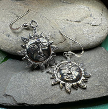 Load image into Gallery viewer, Sun Earrings, Celtic Jewelry, Moonstone Dangle Earrings, Celestial Jewelry, Wiccan Jewelry, Mom Gift, Sun Jewelry, Pagan Jewelry, Beach