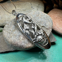 Load image into Gallery viewer, Galaxy Necklace, Moon Necklace, Celestial Jewelry, Sun Pendant, Celtic Jewelry, Anniversary Gift, Wiccan Jewelry, Pagan Necklace, Science