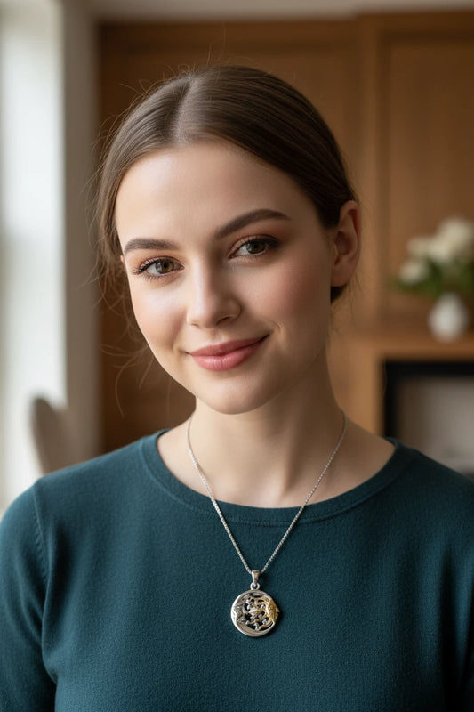 Golden Universe Sun & Moon Necklace in Sterling Silver