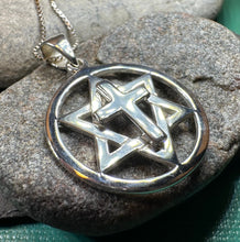 Load image into Gallery viewer, Star of David Cross Necklace, Cross Jewelry, Israel Support Gift, Anniversary Gift, Christian Gift, Religious Jewelry, Jewish Star Cross
