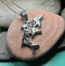 Load image into Gallery viewer, Dolphin Necklace, Celtic Jewelry, Irish Jewerly, Celtic Knot Jewelry, Beach Jewelry, Fish Necklace, Nautical Jewelry, Sea Jewelry, Mom Gift
