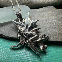 Load image into Gallery viewer, Fairy Necklace, Celtic Jewelry, Mushroom Pendant, Anniversary Gift, Irish Jewelry, Pixie Jewelry, Wife Gift, Fantasy Gift, Silver Butterfly