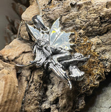 Load image into Gallery viewer, Fairy Necklace, Celtic Jewelry, Mushroom Pendant, Anniversary Gift, Irish Jewelry, Pixie Jewelry, Wife Gift, Fantasy Gift, Silver Butterfly