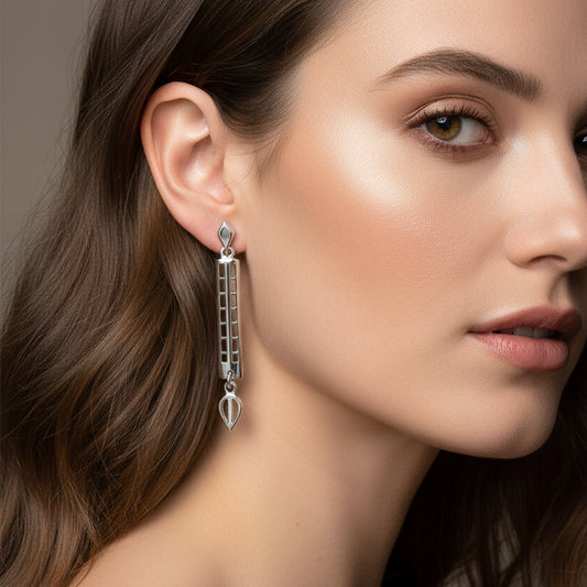Mackintosh Art Deco Earrings in Sterling Silver