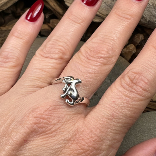Rabbit Ring, Hare Ring, Animal Jewelry, Mystical Jewelry, Bunny Jewelry, Celtic Ring, White Hare Ring, Irish Gift, Mom Gift, Goddess Ring