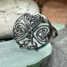 Load image into Gallery viewer, Shamrock Ring, Celtic Ring, Irish Jewelry, Clover Jewelry, Irish Gift, Irish Dance Gift, Anniversary Gift, Large Ireland Ring, Mom Gift