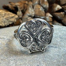 Load image into Gallery viewer, Shamrock Ring, Celtic Ring, Irish Jewelry, Clover Jewelry, Irish Gift, Irish Dance Gift, Anniversary Gift, Large Ireland Ring, Mom Gift
