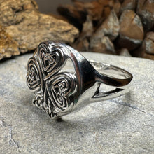 Load image into Gallery viewer, Shamrock Ring, Celtic Ring, Irish Jewelry, Clover Jewelry, Irish Gift, Irish Dance Gift, Anniversary Gift, Large Ireland Ring, Mom Gift