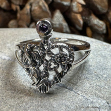 Load image into Gallery viewer, Cimaruta Ring, Italian Ring, Wiccan Jewelry, Celtic Jewelry, Pagan Ring, Witch Gift, Protection Charm, Pagan Ring, Amethyst Wiccan Ring