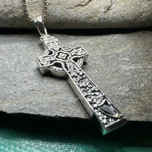 Load image into Gallery viewer, Celtic Cross Necklace, Irish Jewelry, Harp Pendant, Ireland Cross Pendant, Shamrock Jewelry, First Communion Gift, Girls Confirmation Gift