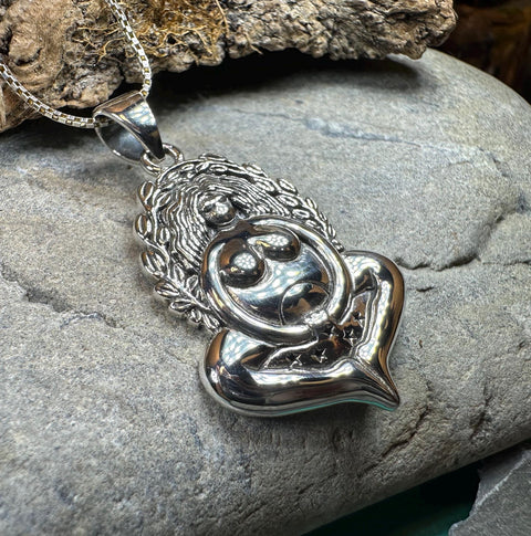 Load image into Gallery viewer, Goddess Necklace, Mother Earth Pendant, Fertility Jewelry, Pregnancy Gift, Pagan Jewelry, Gaia Necklace, Danu Pendant, Mom Gift, Wife Gift