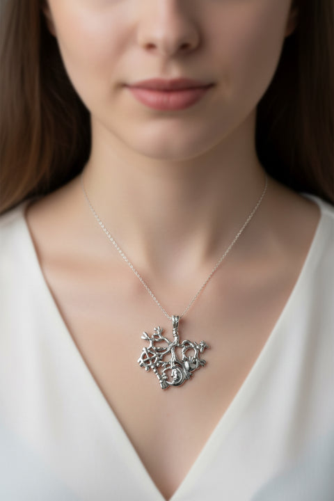 Load image into Gallery viewer, Cimaruta Pendant, Italian Jewelry, Wiccan Jewelry, Celtic Pagan Pendant, Witch Gift, Protection Charm, Evil Eye Amulet, Stregheria Jewelry