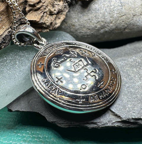 Load image into Gallery viewer, Archangel Michael Sigil Pendant, Angel Necklace, Spiritual Jewelry, St. Michael Necklace, Guardian Angel, Police Jewelry, Protection Charm