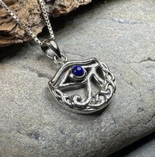 Load image into Gallery viewer, Eye of Horus Necklace, Egyptian Eye Pendant, Mystical Amulet, Egyptian Symbol, Blue Lapis Jewelry, Cancer Survivor Gift, Recovery Gift