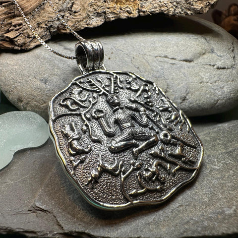 Load image into Gallery viewer, Cernunnos Necklace, Horned God Pendant, Celtic Jewelry, Forest Lover Gift, Pagan Druid Jewelry, Nature Gift, Irish Jewelry, Cernunn, Herne