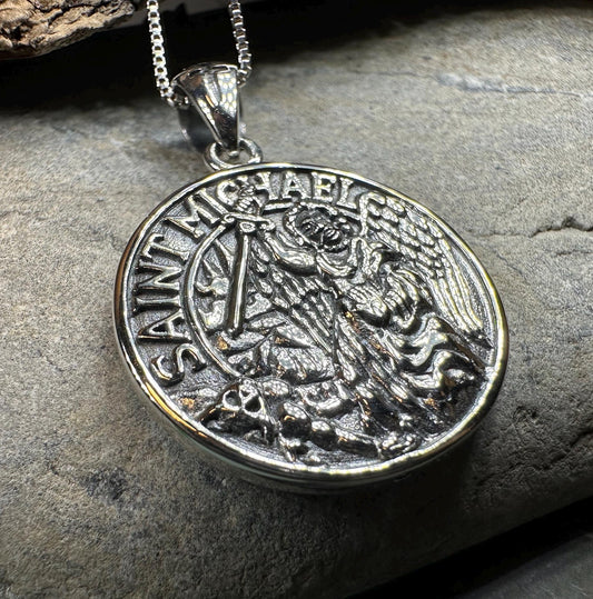 Saint Michael Pendant, Guardian Angel Necklace, Men's Jewelry, Religious Jewelry, Catholic Gift, Christian Gift, Confirmation Gift, Police