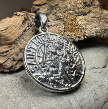 Load image into Gallery viewer, Saint Michael Pendant, Guardian Angel Necklace, Men's Jewelry, Religious Jewelry, Catholic Gift, Christian Gift, Confirmation Gift, Police