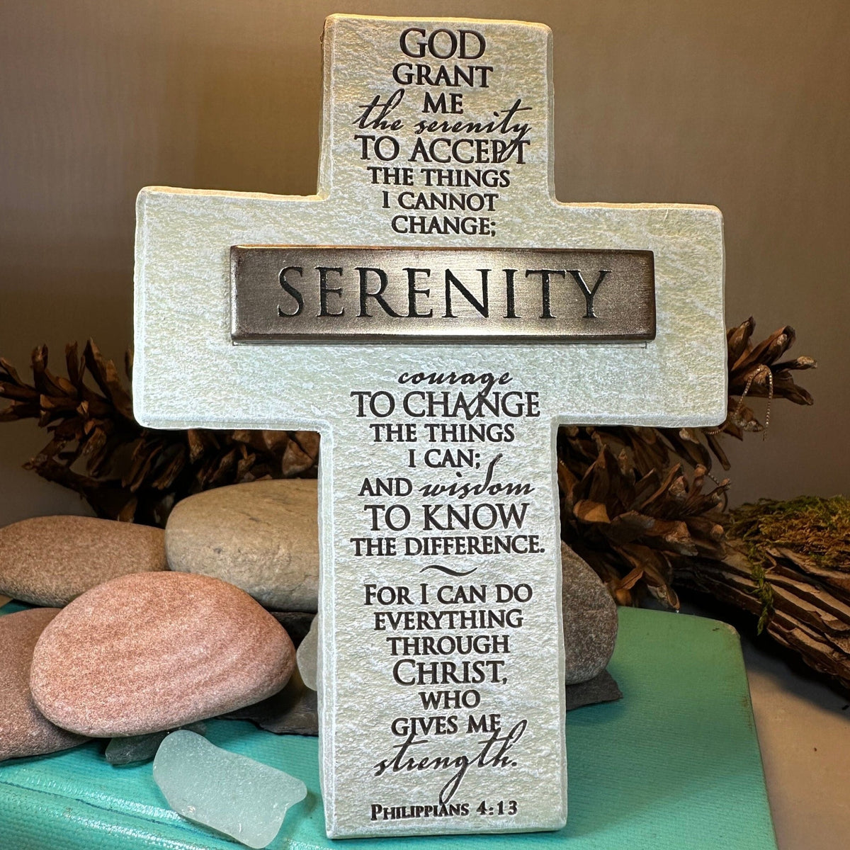 Serenity Prayer Standing Cross – Celtic Crystal Design Jewelry, image size:1200x1200