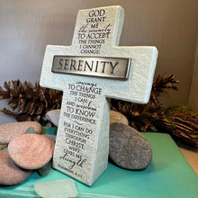 Load image into Gallery viewer, Serenity Prayer Standing Cross, Christian Gift, Recovery Cross, Communion Gift, Child's Cross Gift, Religious Prayer, AA Gift, Encouragement