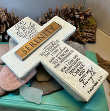 Load image into Gallery viewer, Serenity Prayer Standing Cross, Christian Gift, Recovery Cross, Communion Gift, Child's Cross Gift, Religious Prayer, AA Gift, Encouragement