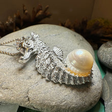 Load image into Gallery viewer, Seahorse Necklace, Shell Jewelry, Beach Jewelry, Pearl Jewelry, Retirement Gift, Silver Sea Jewelry, Nautical Jewelry, Beach Lover Jewelry