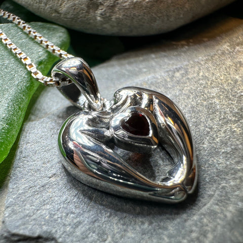 Load image into Gallery viewer, Manatee Necklace, Beach Jewelry, Ocean Animal Pendant, Heart Jewelry, Beach Lover Gift, Fish Necklace, Nautical Jewelry, Sea Jewelry, Garnet