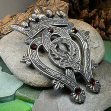 Load image into Gallery viewer, Luckenbooth Brooch, Scotland Jewelry, Fly Plaid Pin, Large Tartan Pin, Friendship Gift, Bridal Brooch, Anniversary Gift, Scottish Bride Pin