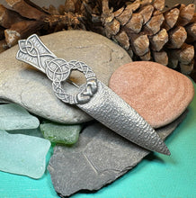 Load image into Gallery viewer, Irish Kilt Pin, Celtic Knot Pin, Claddagh Kilt Pin, Harp Jewelry, Celtic Kilt Pin, Irish Dancer Gift, Celtic Knot Brooch, Bagpiper Gift