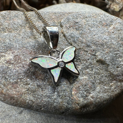 Load image into Gallery viewer, Butterfly Necklace, Fire Opal Jewelry, Petite Boho Pendant, New Age Jewelry, Sterling Silver, Anniversary Gift, Nature Necklace, Minimalist