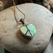 Load image into Gallery viewer, Peace Sign Necklace, Opal Jewelry, Heart Pendant, Hippie Jewelry, Yoga Gift, Sister Gift, Girlfriend Gift, Graduation Gift, October Birthday