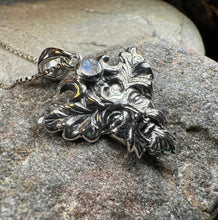 Load image into Gallery viewer, Green Man Necklace, Celtic Jewelry, Large Pagan Pendant, Irish Jewelry, Nature Jewelry, Wiccan Jewelry, Nature Lover Gift, God of the Forest