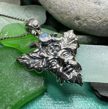 Load image into Gallery viewer, Green Man Necklace, Celtic Jewelry, Large Pagan Pendant, Irish Jewelry, Nature Jewelry, Wiccan Jewelry, Nature Lover Gift, God of the Forest