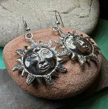 Load image into Gallery viewer, Sun Earrings, Celtic Jewelry, Moonstone Dangle Earrings, Celestial Jewelry, Wiccan Jewelry, Mom Gift, Sun Jewelry, Pagan Jewelry, Beach