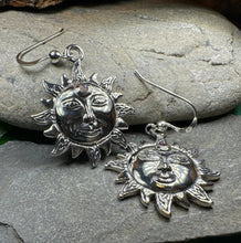 Load image into Gallery viewer, Sun Earrings, Celtic Jewelry, Moonstone Dangle Earrings, Celestial Jewelry, Wiccan Jewelry, Mom Gift, Sun Jewelry, Pagan Jewelry, Beach