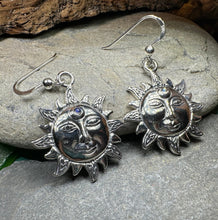 Load image into Gallery viewer, Sun Earrings, Celtic Jewelry, Moonstone Dangle Earrings, Celestial Jewelry, Wiccan Jewelry, Mom Gift, Sun Jewelry, Pagan Jewelry, Beach