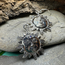 Load image into Gallery viewer, Sun Earrings, Celtic Jewelry, Moonstone Dangle Earrings, Celestial Jewelry, Wiccan Jewelry, Mom Gift, Sun Jewelry, Pagan Jewelry, Beach