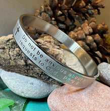 Load image into Gallery viewer, Christian Prayer Bracelet, Christian Jewelry, Recovery Cross Gift, Sponsor Gift, Bangle Bracelet, Religious Prayer, AA Gift, Encouragement